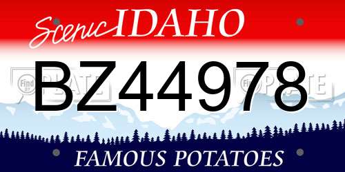 BZ44978 Idaho License Plate