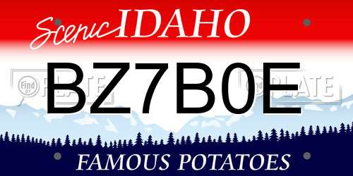 BZ7B0E Idaho License Plate