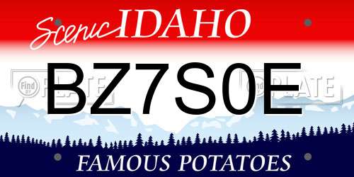BZ7S0E Idaho License Plate