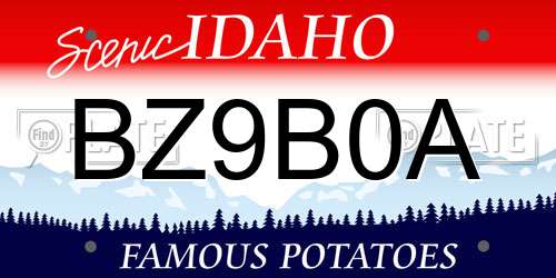 BZ9B0A Idaho License Plate
