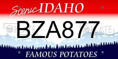 BZA877 Idaho License Plate