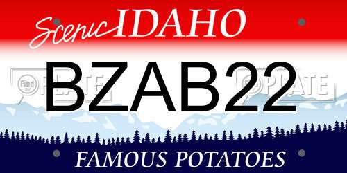 BZAB22 Idaho License Plate