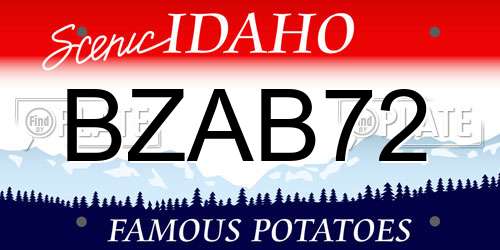 BZAB72 Idaho License Plate