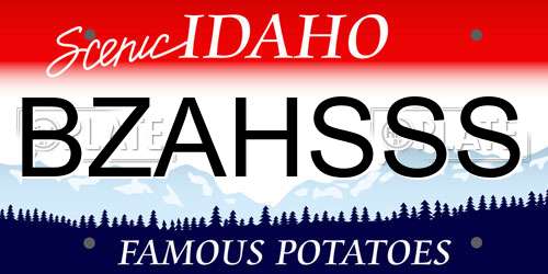 BZAHSSS Idaho License Plate