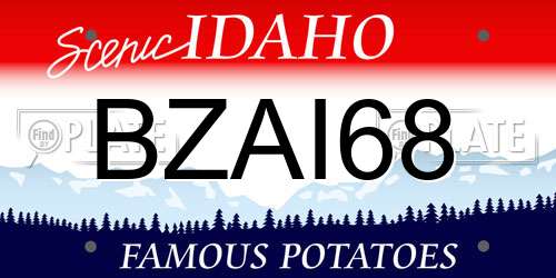 BZAI68 Idaho License Plate