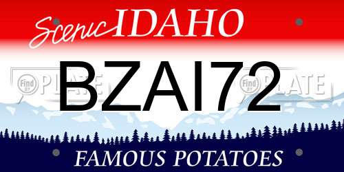 BZAI72 Idaho License Plate