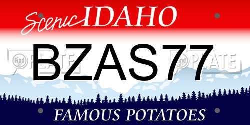 BZAS77 Idaho License Plate