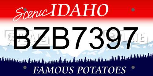 BZB7397 Idaho License Plate