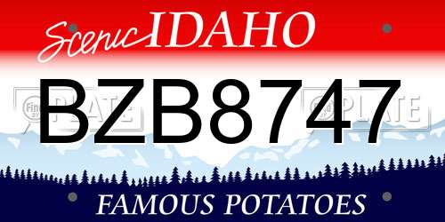 BZB8747 Idaho License Plate