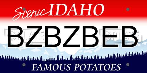 BZBZBEB Idaho License Plate