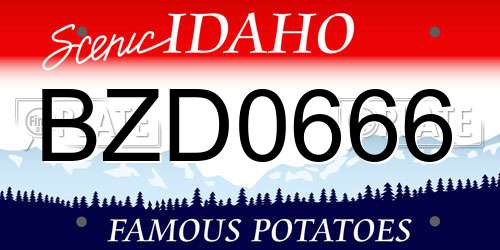 BZD0666 Idaho License Plate