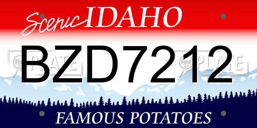 BZD7212 Idaho License Plate