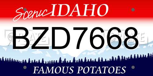 BZD7668 Idaho License Plate