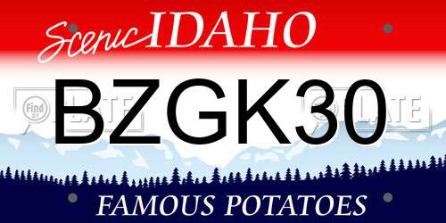 BZGK30 Idaho License Plate