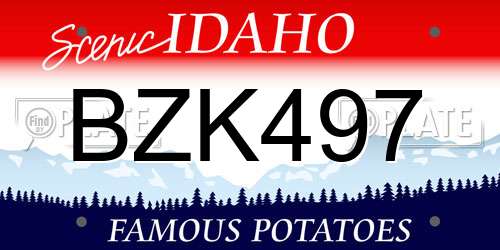 BZK497 Idaho License Plate