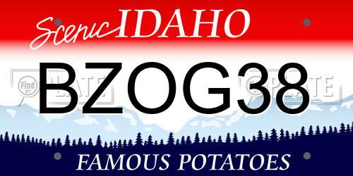 BZOG38 Idaho License Plate