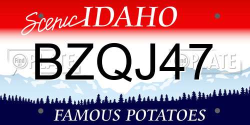 BZQJ47 Idaho License Plate