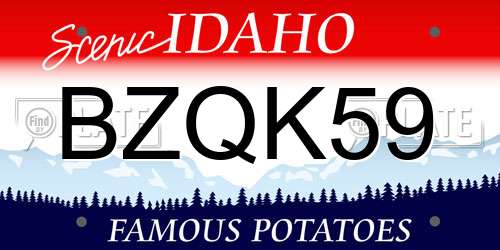 BZQK59 Idaho License Plate