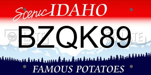 BZQK89 Idaho License Plate