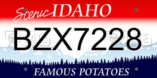 BZX7228 Idaho License Plate