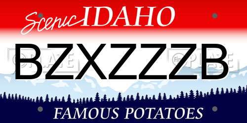 BZXZZZB Idaho License Plate