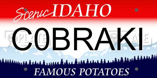 C0BRAKI Idaho License Plate