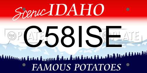 C58ISE Idaho License Plate