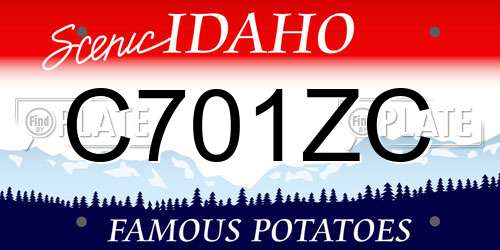 C701ZC Idaho License Plate