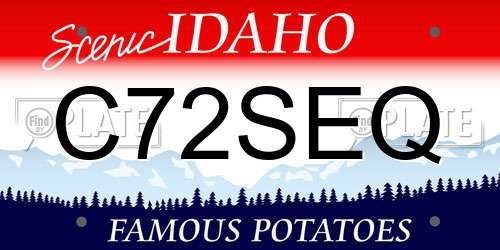 C72SEQ Idaho License Plate