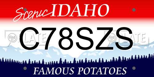 C78SZS Idaho License Plate