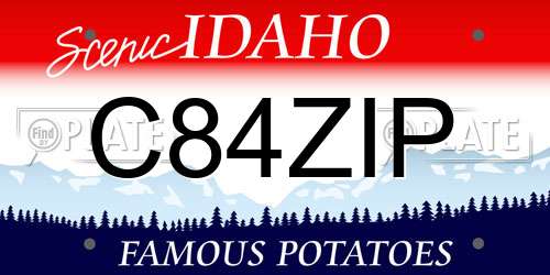 C84ZIP Idaho License Plate