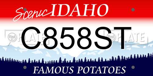 C858ST Idaho License Plate