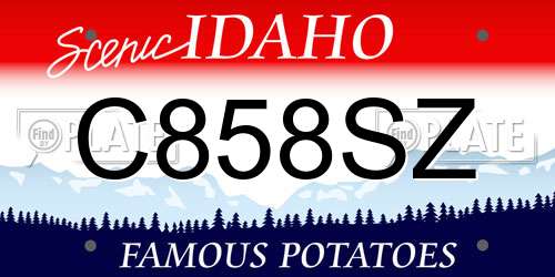 C858SZ Idaho License Plate