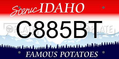 C885BT Idaho License Plate