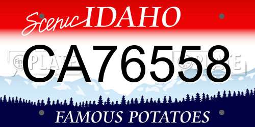 CA76558 Idaho License Plate