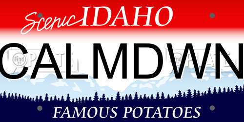 CALMDWN Idaho License Plate