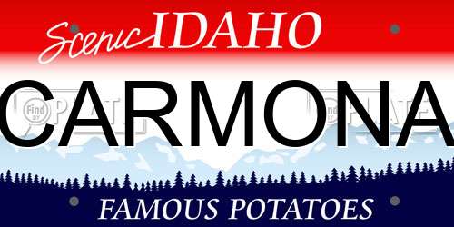 CARMONA Idaho License Plate