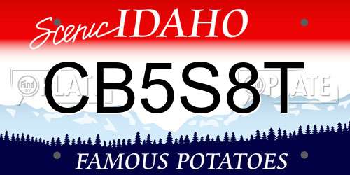 CB5S8T Idaho License Plate