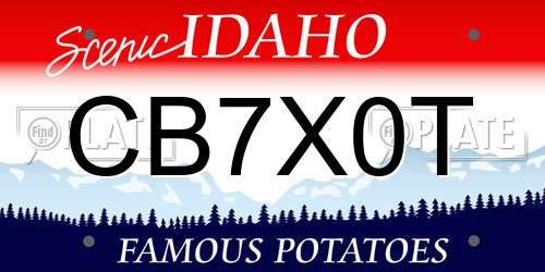 CB7X0T Idaho License Plate