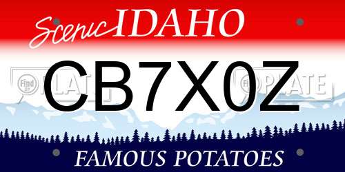 CB7X0Z Idaho License Plate