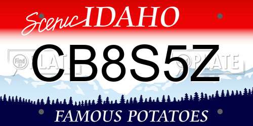 CB8S5Z Idaho License Plate