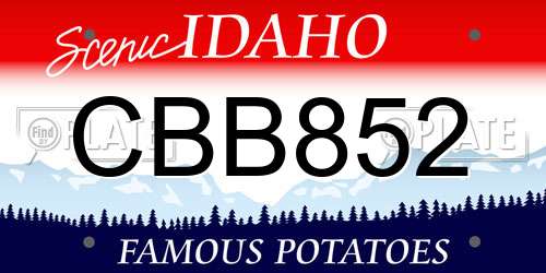 CBB852 Idaho License Plate