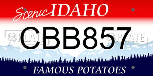 CBB857 Idaho License Plate