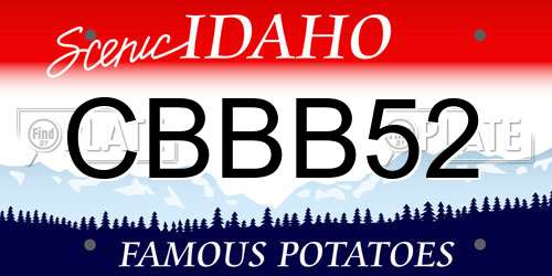 CBBB52 Idaho License Plate