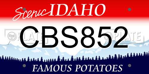 CBS852 Idaho License Plate