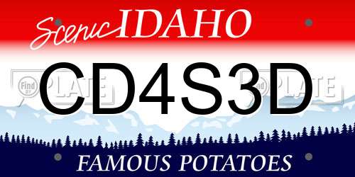 CD4S3D Idaho License Plate