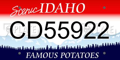CD55922 Idaho License Plate