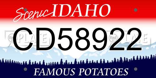 CD58922 Idaho License Plate
