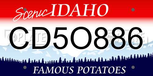 CD5O886 Idaho License Plate