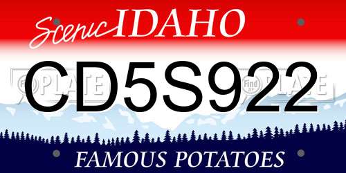 CD5S922 Idaho License Plate